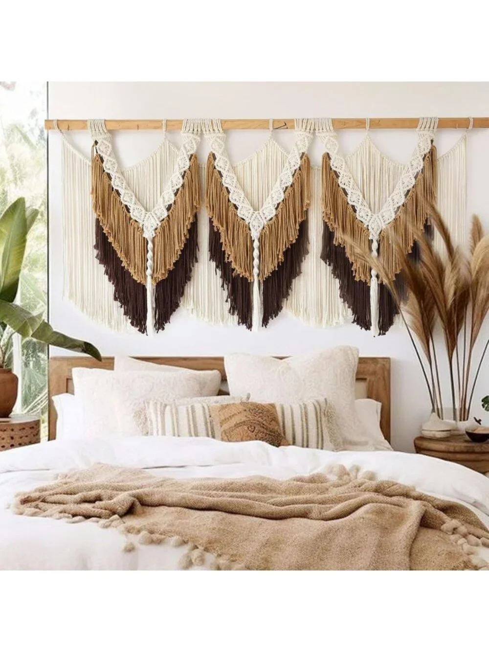 Boho Macrame Wall Hanging with Brown Tassels | 47